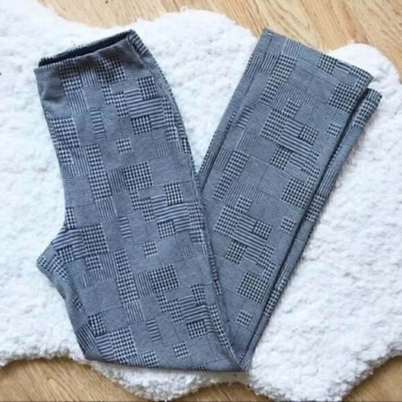 Lyssé: Black White Mixed Herringbone Ponte Pants S - Picture 1 of 10